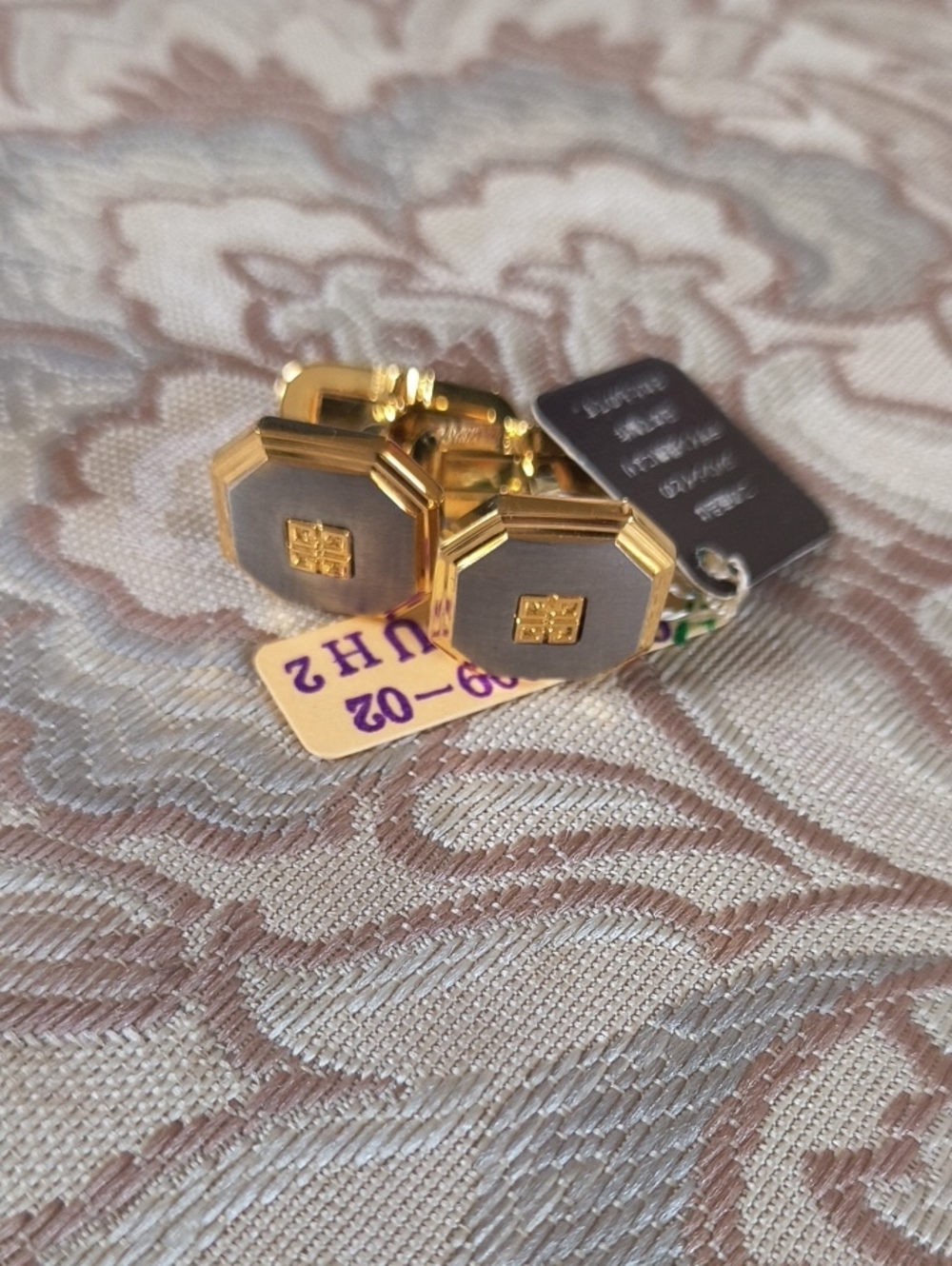 NWT GIVENCHY Vintage Gold Silver Button Cufflinks